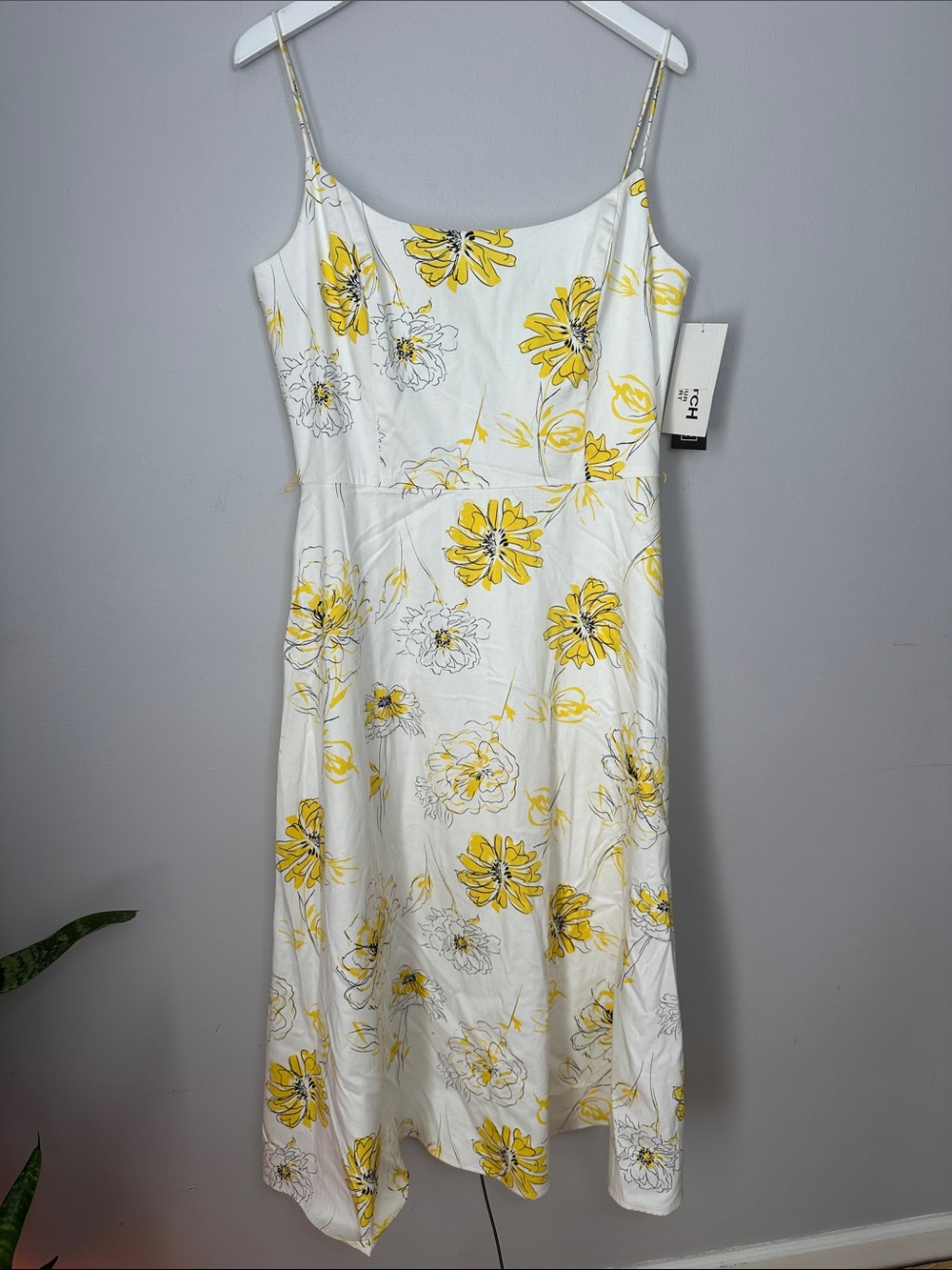 Jessica Howard White Slip Dress with Yellow Floral Print Size 14 NWT